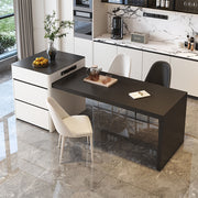 Black & White Extendable Kitchen Island with Storage and Built-In Power Outlets